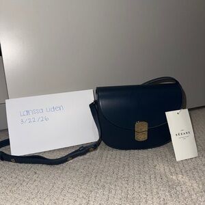 NWT Sezane Claude Denim Blue Leather Bag